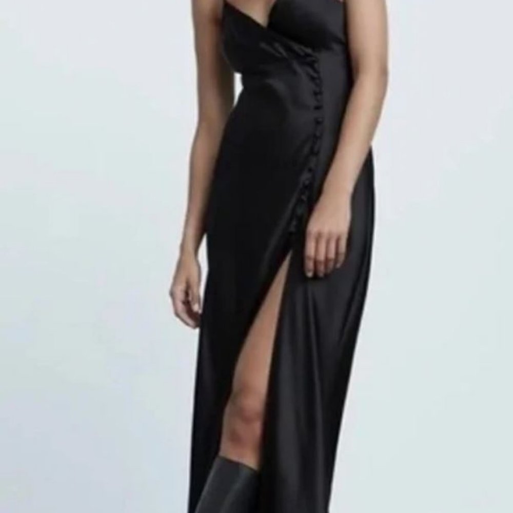 NWT Zara Black Satin dress - Picture 2 of 4